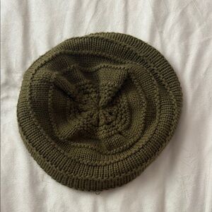 Olive Green Knit Beret